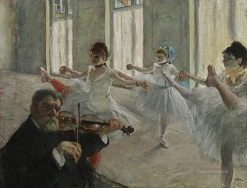 ensayar violín Edgar Degas Pinturas al óleo
